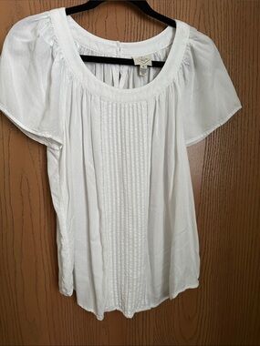 St. John's Bay White Pintuck Scoop-Neck Blouse